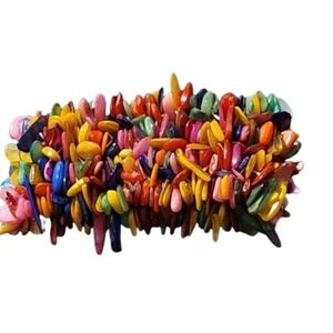 NATURAL Shell Beads dyed nuggets colorful vibrant stretch beautiful bracelet